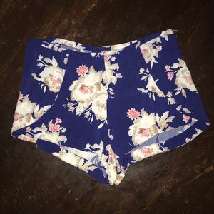 Navy Blue & Nude Floral Shorts